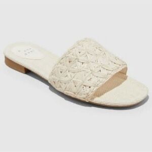 A NEW DAY Ariella Woven Raffia Slide Sandals With Memory Foam size various